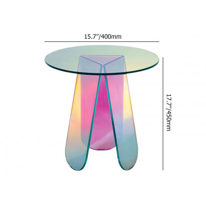 HMR - End and Clear Side and Accent Table Iridescent in 15.7"Dia x 17.7"H