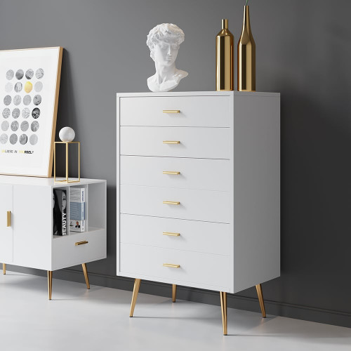 HMR Narre Modern Wood Dresser with 4 Drawers with Storage Chest for Bedroom - White