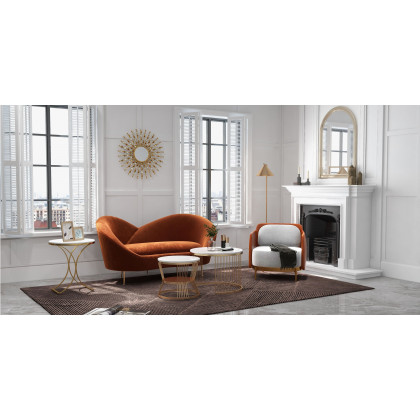HMR Modern Accent Chair with Linen Upholstery - Orange/Gray, Style A