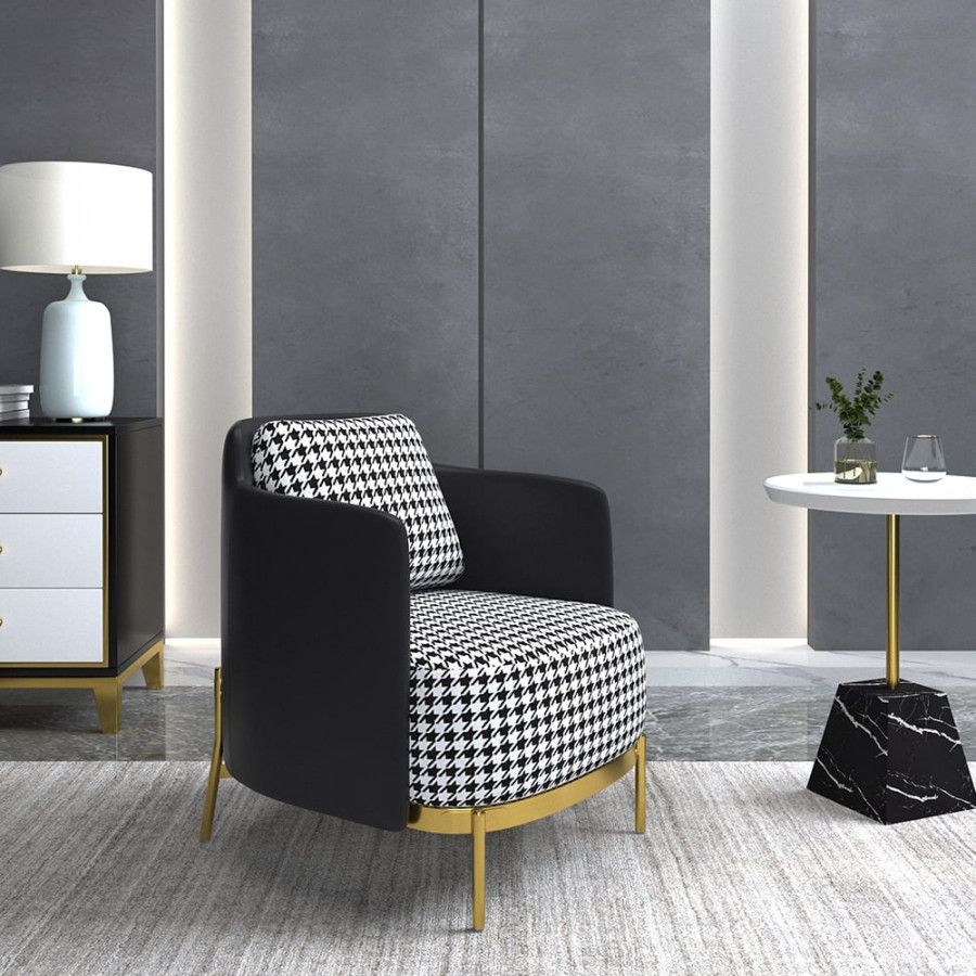 HMR Modern Accent Chair with Linen Upholstery - Black, Style B