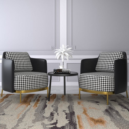 HMR Modern Accent Chair with Linen Upholstery - Black, Style B