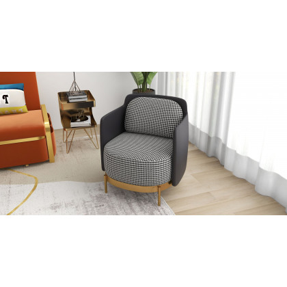 HMR Modern Accent Chair with Linen Upholstery - Black, Style B