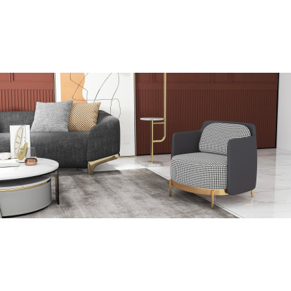 HMR Modern Accent Chair with Linen Upholstery - Black, Style B
