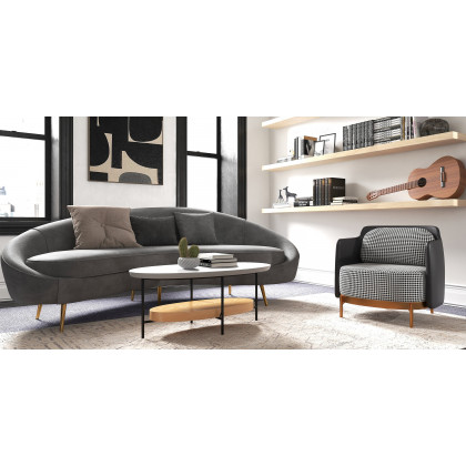 HMR Modern Accent Chair with Linen Upholstery - Black, Style B