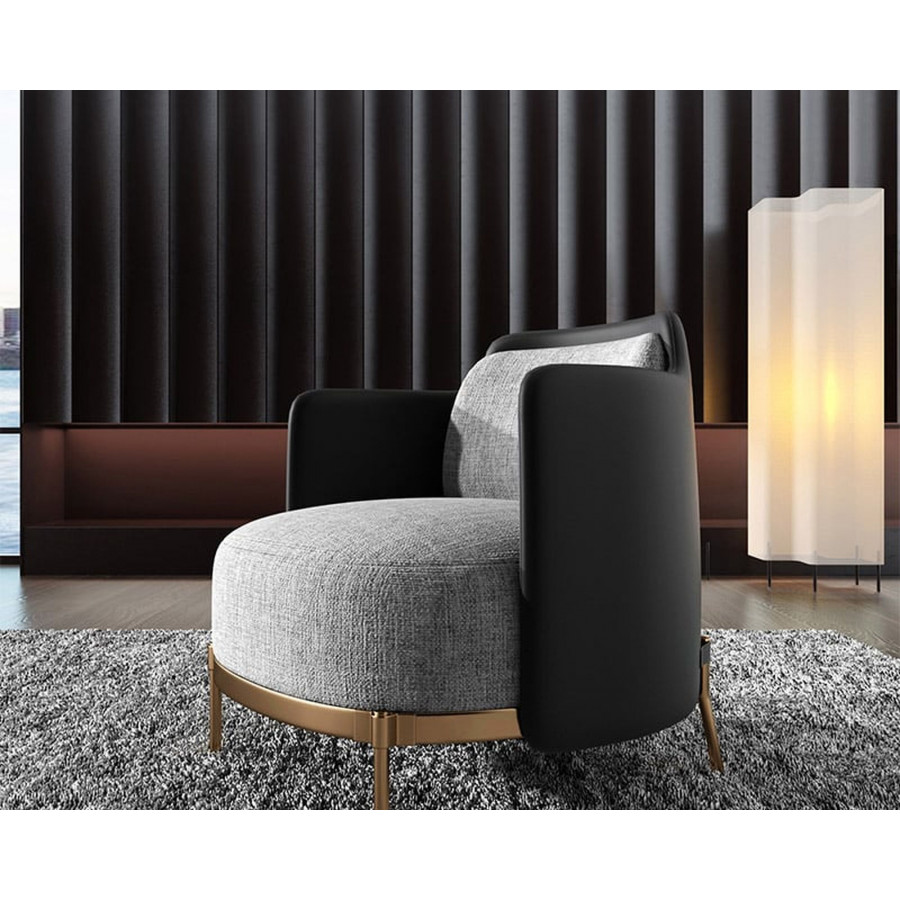HMR Modern Accent Chair with Linen Upholstery - Black/Gray, Style C