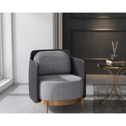 HMR Modern Accent Chair with Linen Upholstery - Black/Gray, Style C