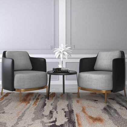 HMR Modern Accent Chair with Linen Upholstery - Black/Gray, Style C