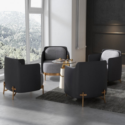 HMR Modern Accent Chair with Linen Upholstery - Black/Gray, Style C