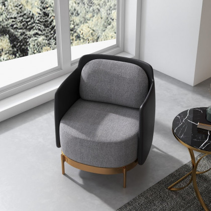 HMR Modern Accent Chair with Linen Upholstery - Black/Gray, Style C