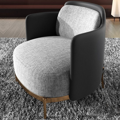 HMR Modern Accent Chair with Linen Upholstery - Black/Gray, Style C