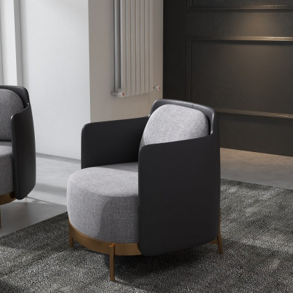 HMR Modern Accent Chair with Linen Upholstery - Black/Gray, Style C