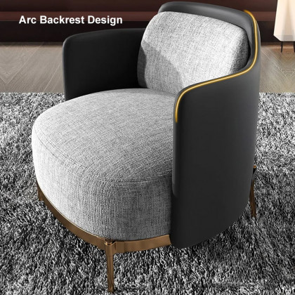 HMR Modern Accent Chair with Linen Upholstery - Black/Gray, Style C