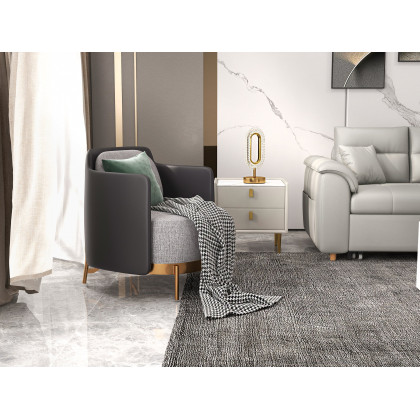 HMR Modern Accent Chair with Linen Upholstery - Black/Gray, Style C