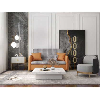 HMR Modern Accent Chair with Linen Upholstery - Black/Gray, Style C