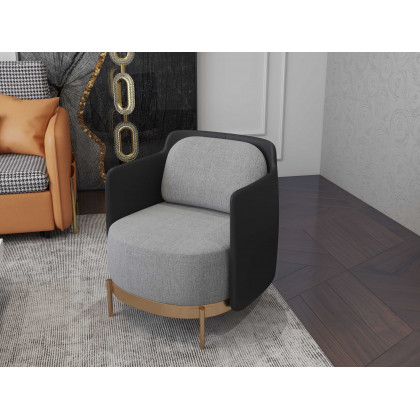 HMR Modern Accent Chair with Linen Upholstery - Black/Gray, Style C