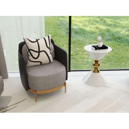 HMR Modern Accent Chair with Linen Upholstery - Black/Gray, Style C