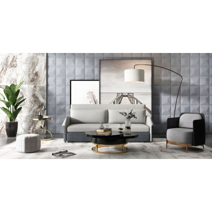 HMR Modern Accent Chair with Linen Upholstery - Black/Gray, Style C