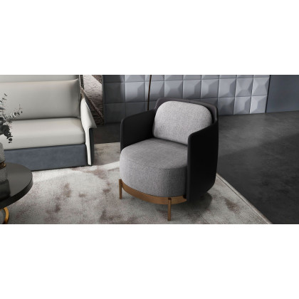 HMR Modern Accent Chair with Linen Upholstery - Black/Gray, Style C
