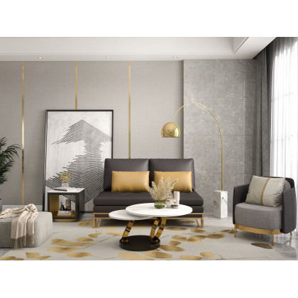 HMR Modern Accent Chair with Linen Upholstery - Black/Gray, Style C