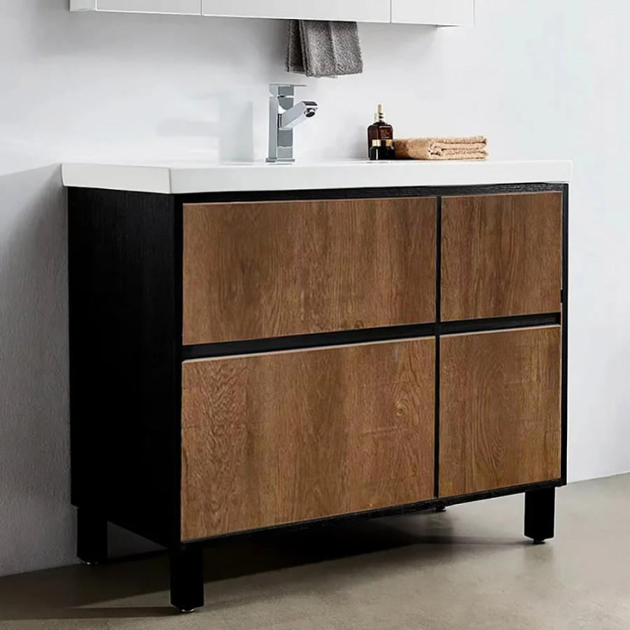 HMR - 36" Free-Standing Bathroom Vanity with Single Sink and Drawers in Rustic