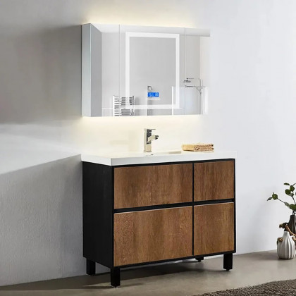 HMR - 36" Free-Standing Bathroom Vanity with Single Sink and Drawers in Rustic