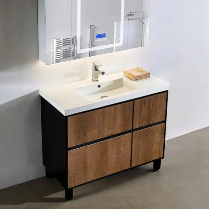 HMR - 36" Free-Standing Bathroom Vanity with Single Sink and Drawers in Rustic