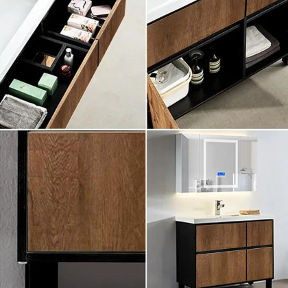 HMR - 36" Free-Standing Bathroom Vanity with Single Sink and Drawers in Rustic