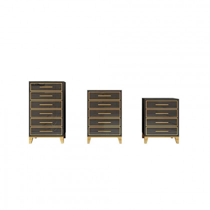 HMR Modern Accent Chest with 5 Drawers - Black, Large