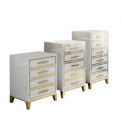 HMR Modern Accent Chest with 6 Drawers - White, Large