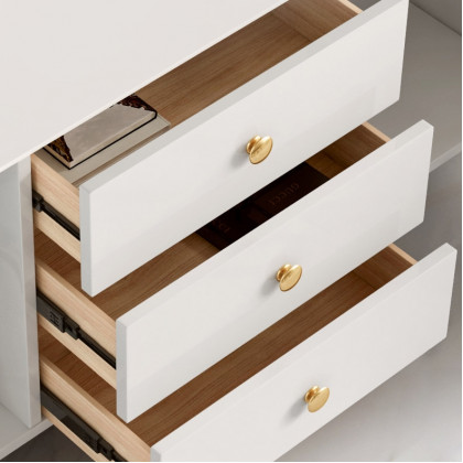 HMR - Modern Kitchen Storage Sideboard with 2 Doors and 3 Drawers 63" in White