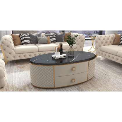 HMR - Chesterfield 3-Seater Sofa Button Tufted Velvet in 91"W, Beige