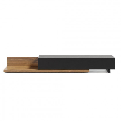 HMR Extendable Floor TV Stand with 3 Drawers (71"-120") - Black & Walnut
