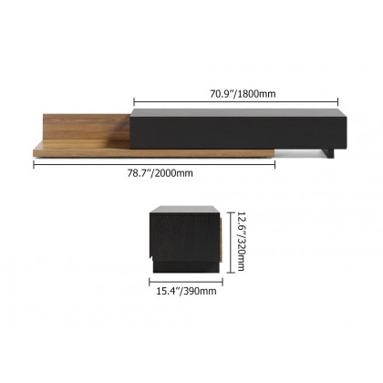 HMR Extendable Floor TV Stand with 3 Drawers (71"-120") - Black & Walnut