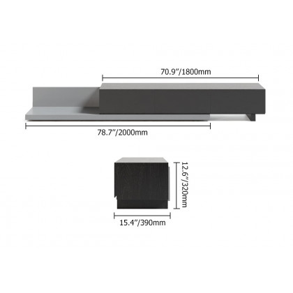 HMR - Crator Kayla Extendable TV Stand Media Console with 3-Drawer in Black and Gray
