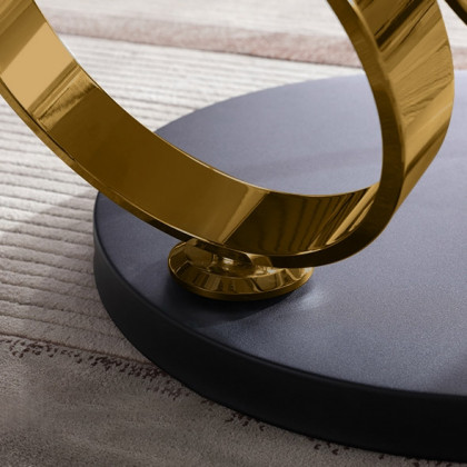 HMR Modern Extendable Coffee Table with Ring-Shaped Metal Pedestal - Gold