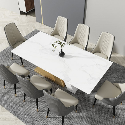 HMR Diamic Series Modern Faux Leather Dining Chairs with Upholstery - Gray, 2-Pieces