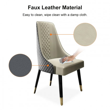 HMR Diamic Series Modern Faux Leather Dining Chairs with Upholstery - Gray, 2-Pieces