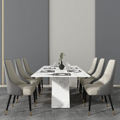 HMR Diamic Series Modern Faux Leather Dining Chairs with Upholstery - Gray, 2-Pieces
