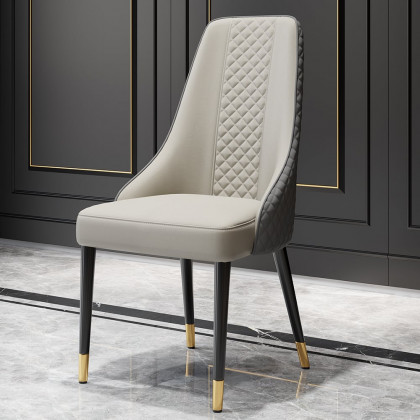 HMR Diamic Series Modern Faux Leather Dining Chairs with Upholstery - Gray, 2-Pieces