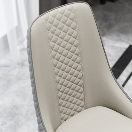 HMR Diamic Series Modern Faux Leather Dining Chairs with Upholstery - Gray, 2-Pieces