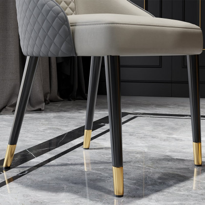 HMR Diamic Series Modern Faux Leather Dining Chairs with Upholstery - Gray, 2-Pieces
