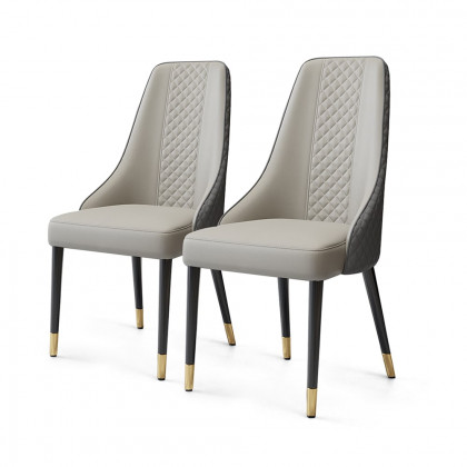 HMR Diamic Series Modern Faux Leather Dining Chairs with Upholstery - Gray, 2-Pieces