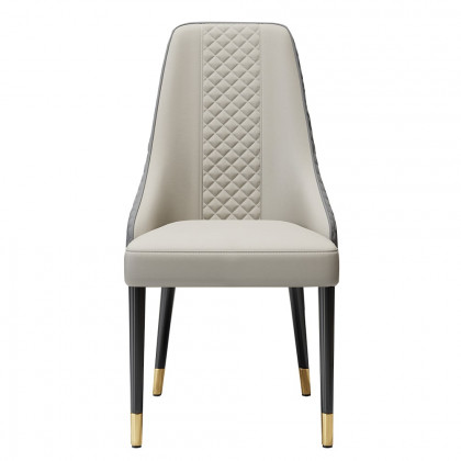 HMR Diamic Series Modern Faux Leather Dining Chairs with Upholstery - Gray, 2-Pieces
