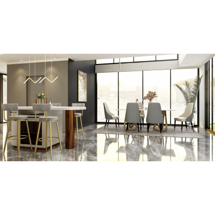 HMR Diamic Series Modern Faux Leather Dining Chairs with Upholstery - Gray, 2-Pieces