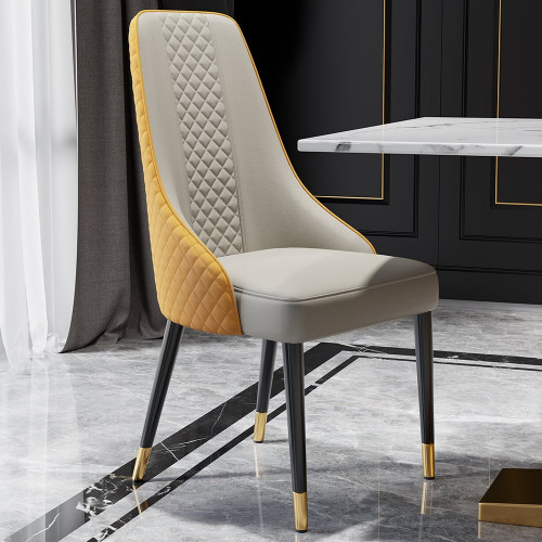HMR Diamic Series Modern Faux Leather Dining Chairs with Upholstery - Orange, 2-Pieces