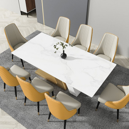 HMR Diamic Series Modern Faux Leather Dining Chairs with Upholstery - Orange, 2-Pieces