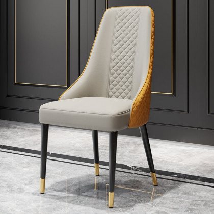 HMR Diamic Series Modern Faux Leather Dining Chairs with Upholstery - Orange, 2-Pieces