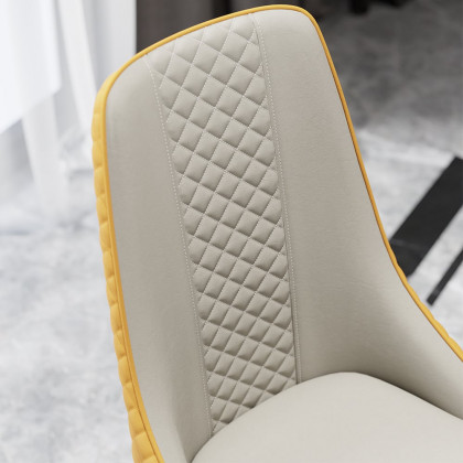 HMR Diamic Series Modern Faux Leather Dining Chairs with Upholstery - Orange, 2-Pieces