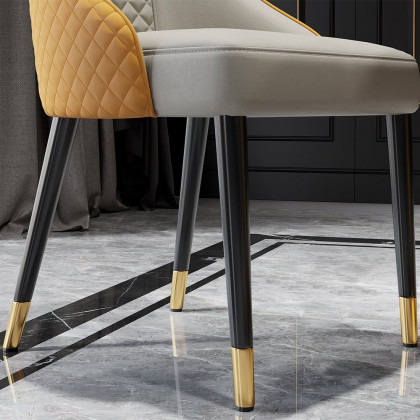 HMR Diamic Series Modern Faux Leather Dining Chairs with Upholstery - Orange, 2-Pieces
