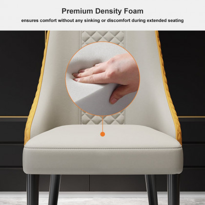 HMR Diamic Series Modern Faux Leather Dining Chairs with Upholstery - Orange, 2-Pieces